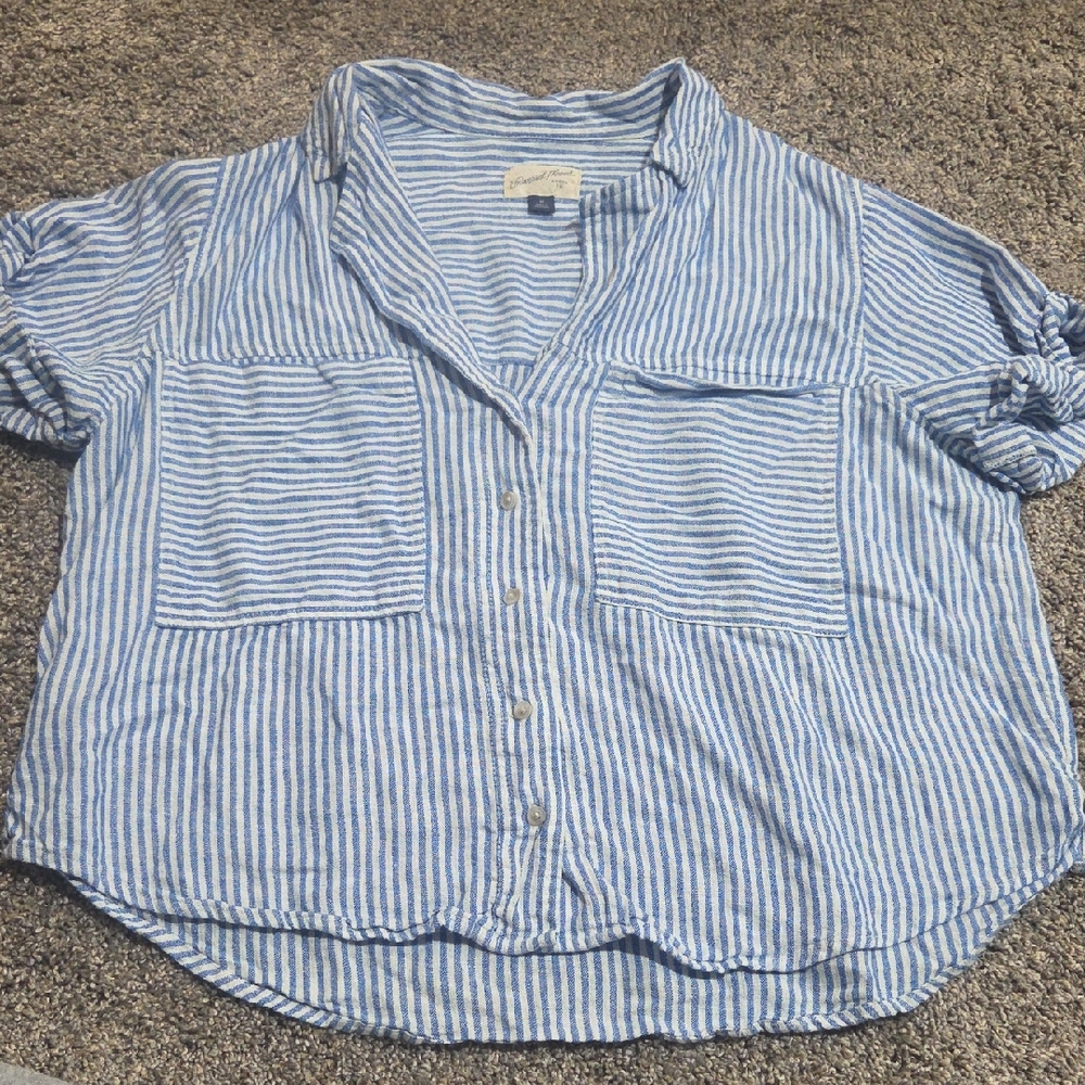 Universal Thread Blue and White Striped Boat Top